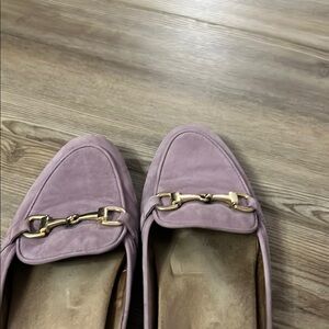 Vionic Purple and Gold Loafers with Suede Finish